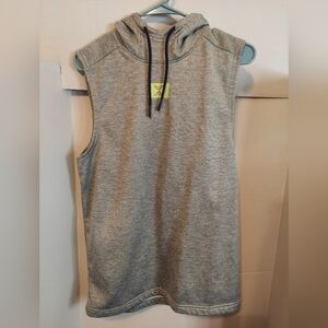 Xersion Mens Sleeveless Hoodie in Grey/Black Size Small